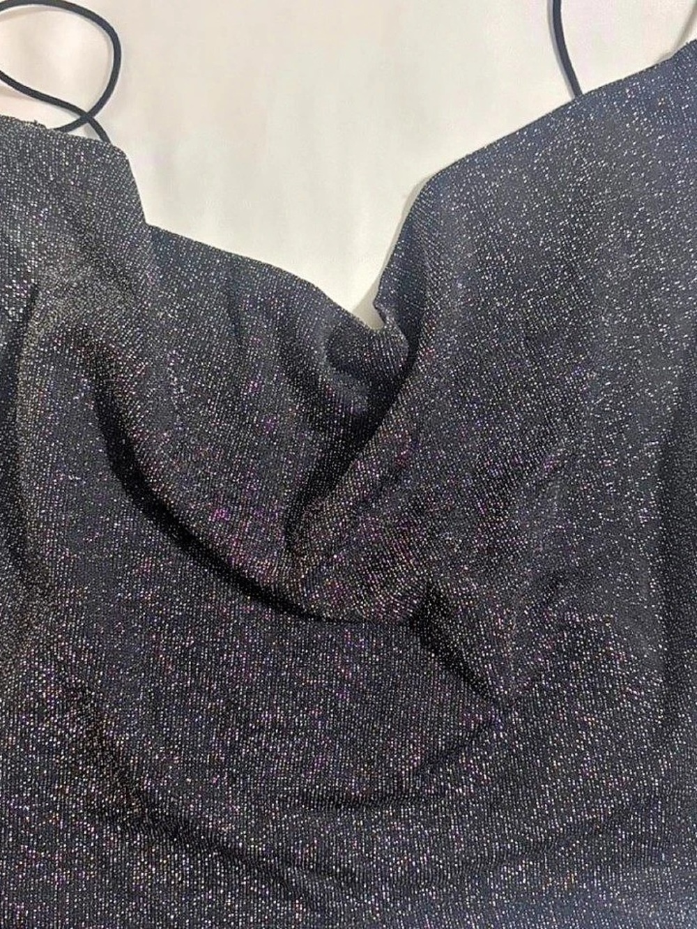 Garage Cowl Neck Sparkly Top Black Camisole XS
